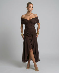 Margot | Off-Shoulder Draped Maxi Dress