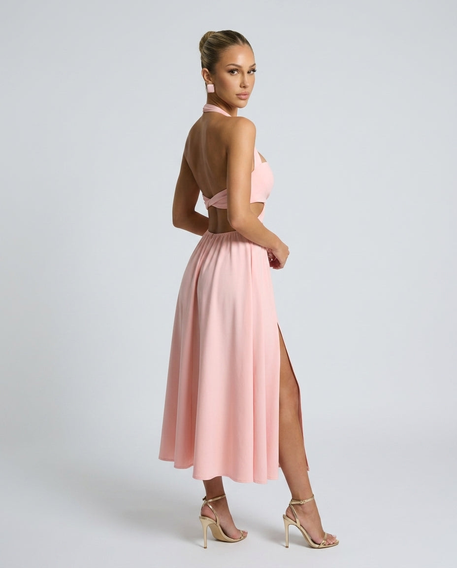 Carmen | Spaghetti Strap High Split Midi Dress
