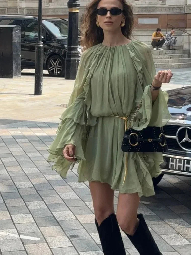 Opal | Ruffled Long Sleeve Mini Dress