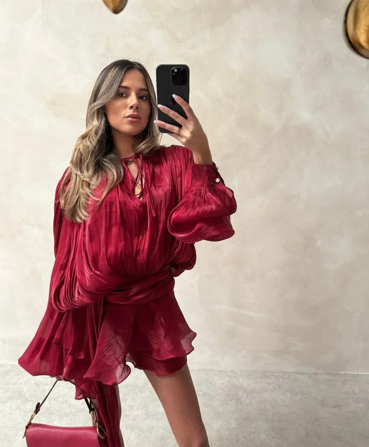 Sabine | Pleated Puff Sleeve Mini Dress