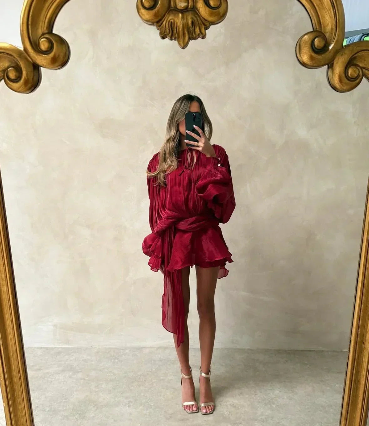 Sabine | Pleated Puff Sleeve Mini Dress