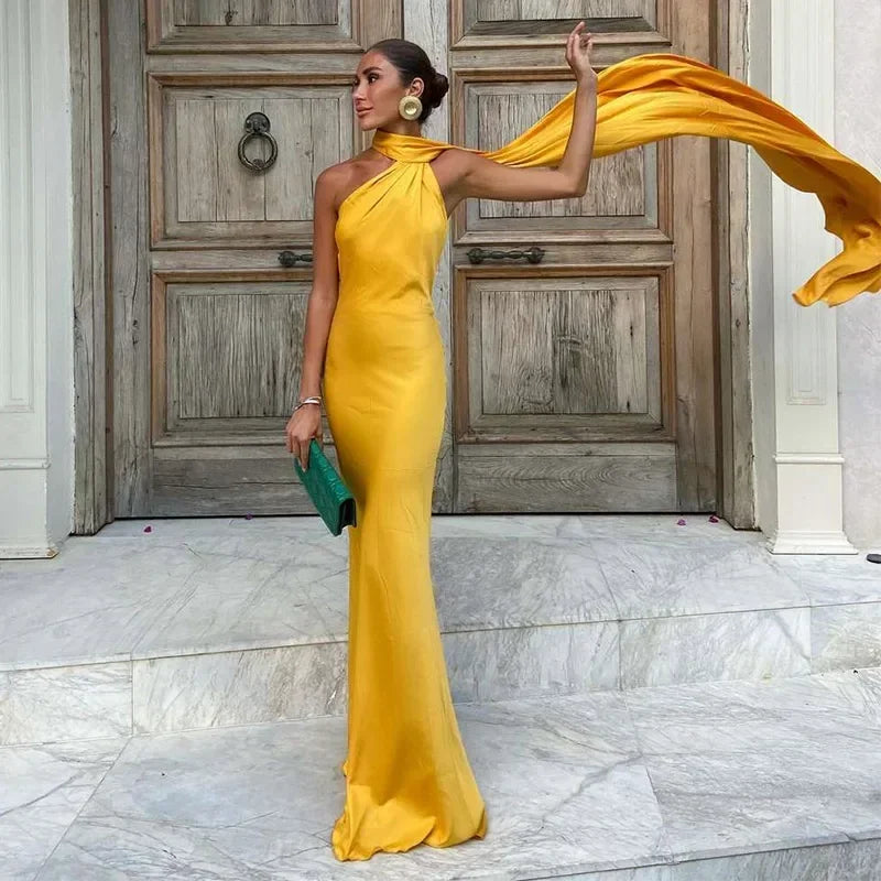 Celeste | Draped One-Shoulder Maxi Dress