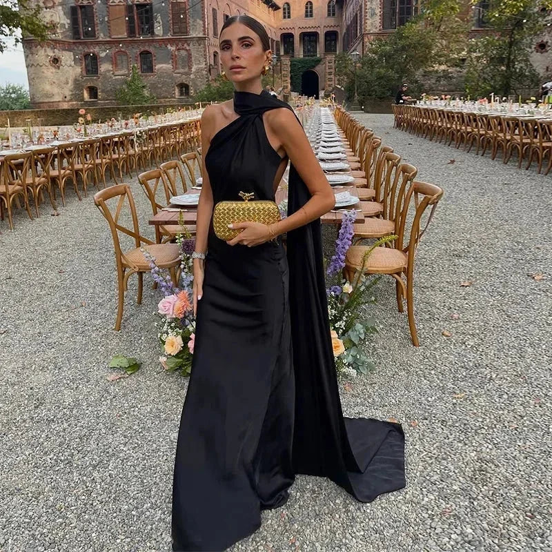 Celeste | Draped One-Shoulder Maxi Dress
