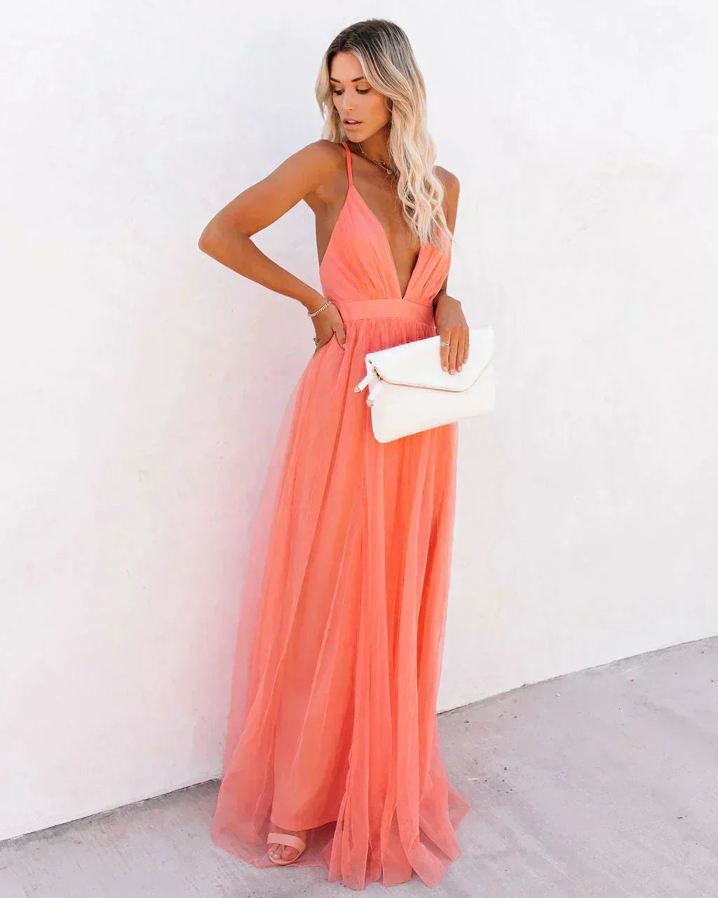 Josephine | Open Back Spaghetti Strap Maxi Dress