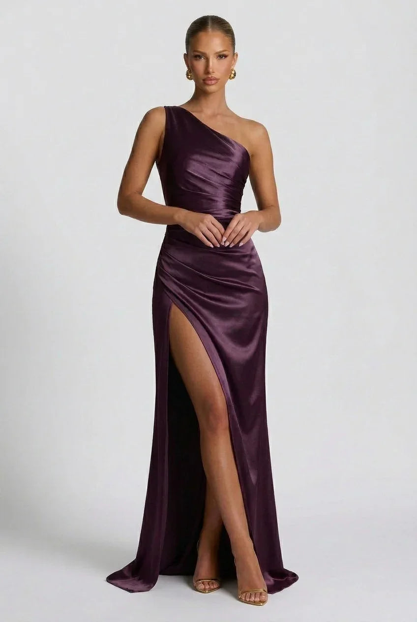 Romy | Satin-Look Side Slit Maxi Dress