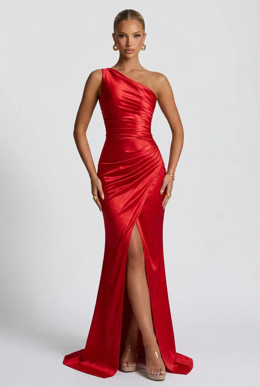 Romy | Satin-Look Side Slit Maxi Dress