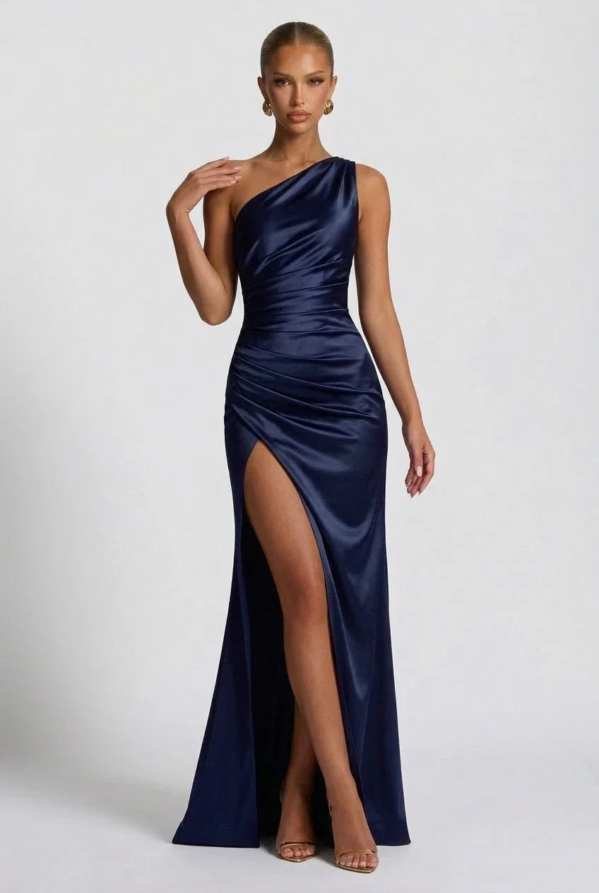 Romy | Satin-Look Side Slit Maxi Dress