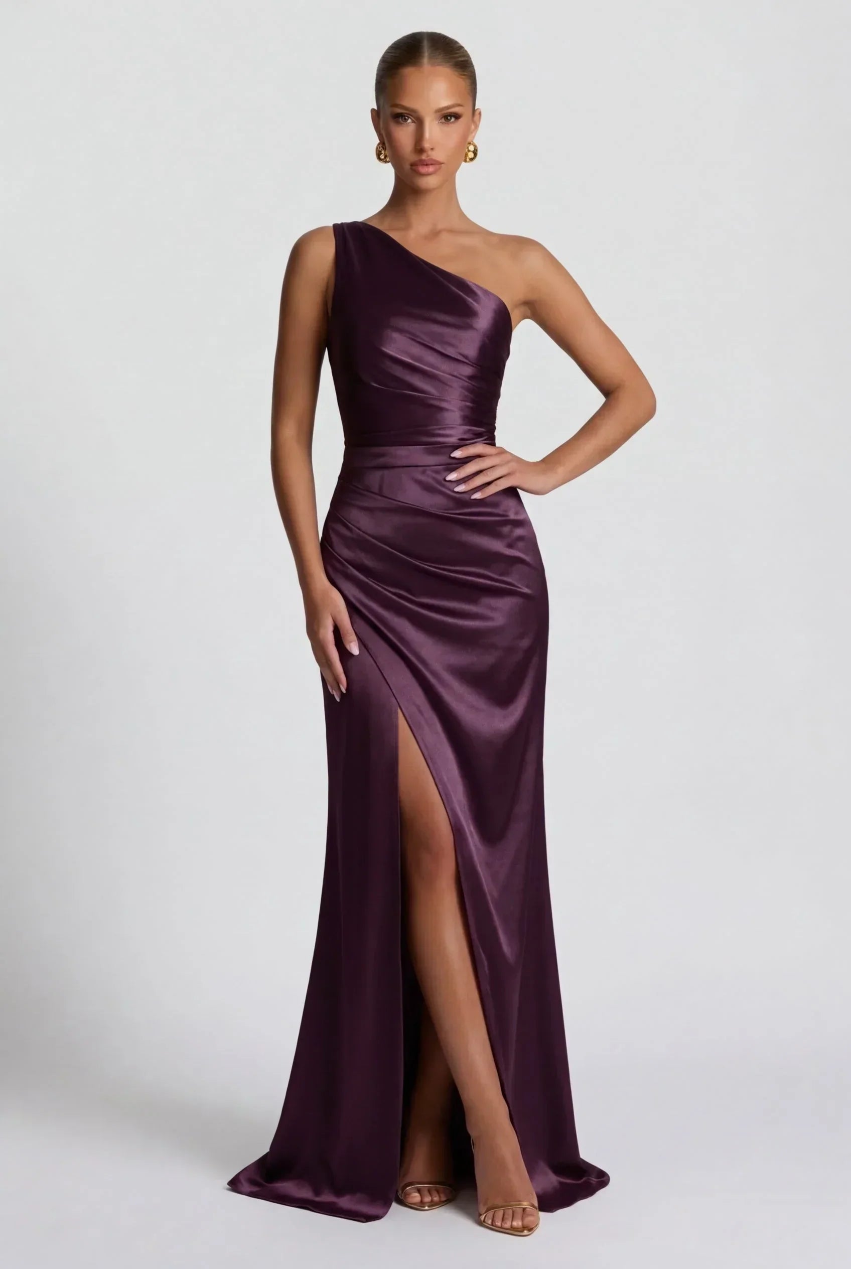 Romy | Satin-Look Side Slit Maxi Dress