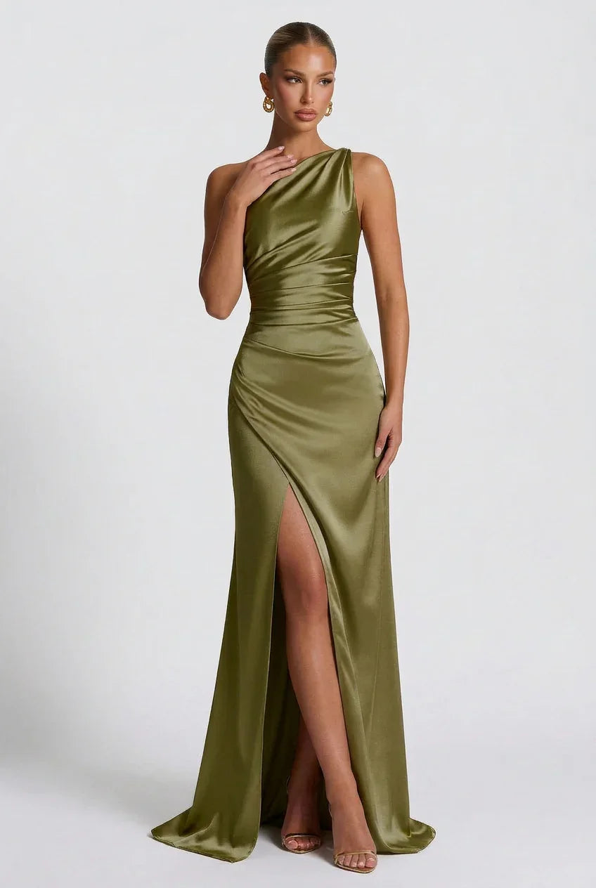 Romy | Satin-Look Side Slit Maxi Dress