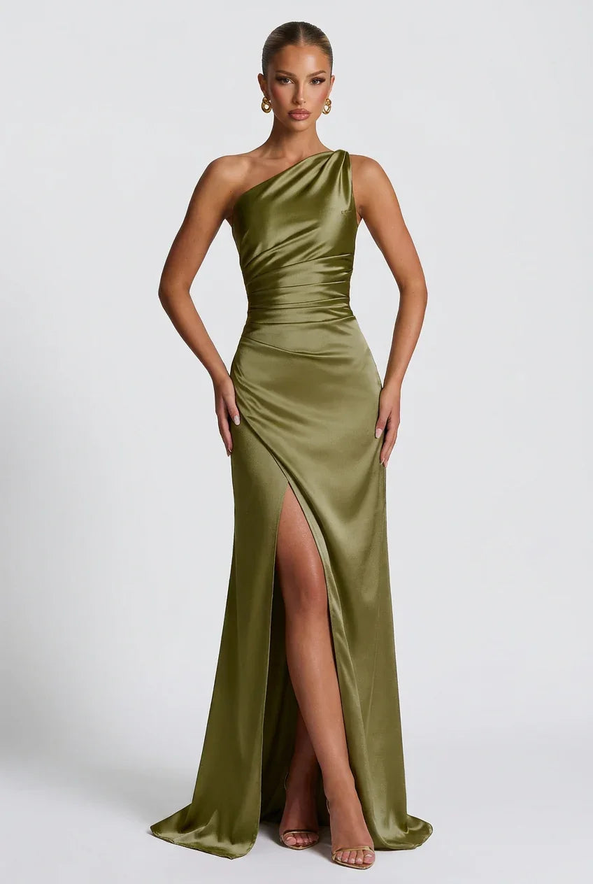 Romy | Satin-Look Side Slit Maxi Dress