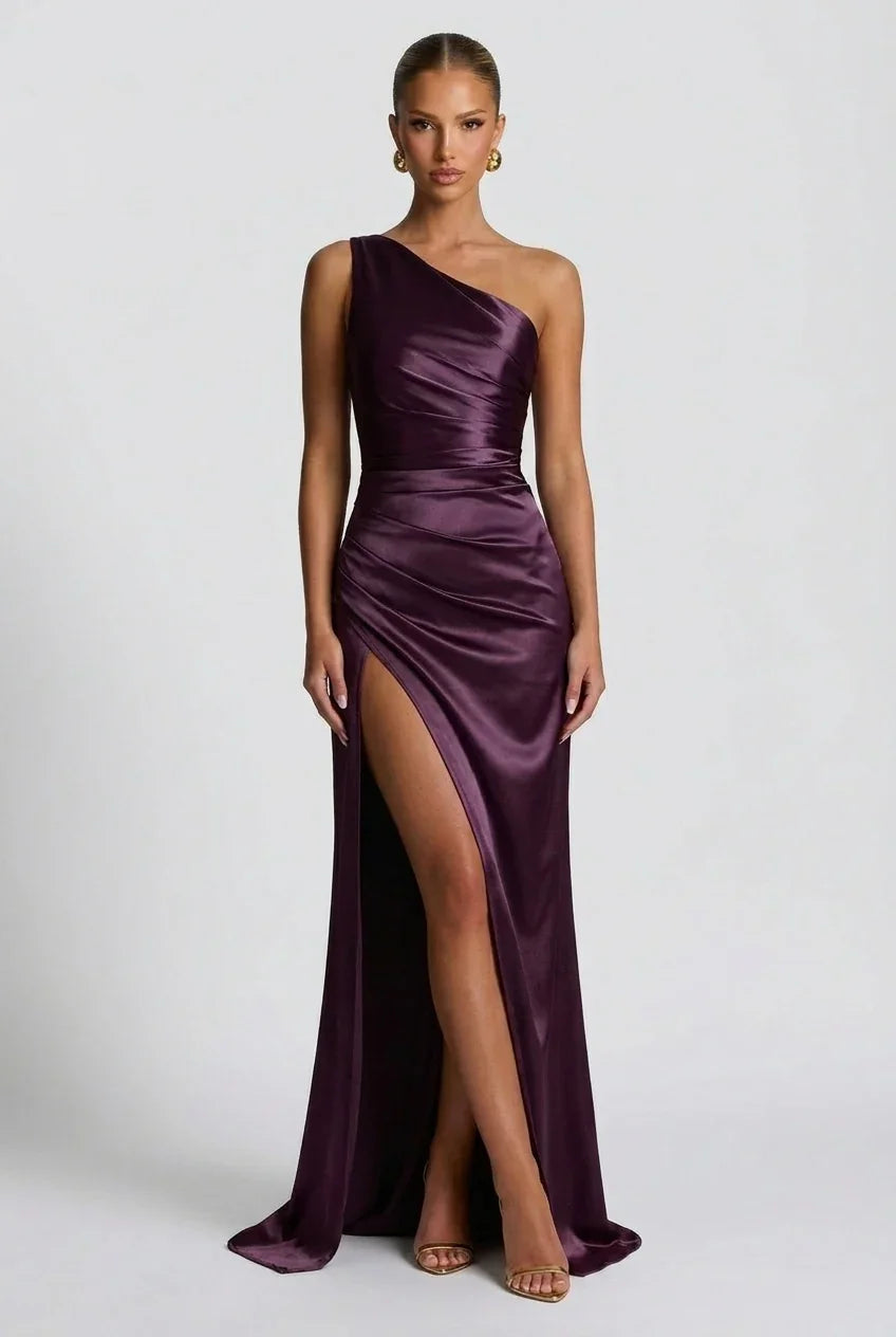 Romy | Satin-Look Side Slit Maxi Dress