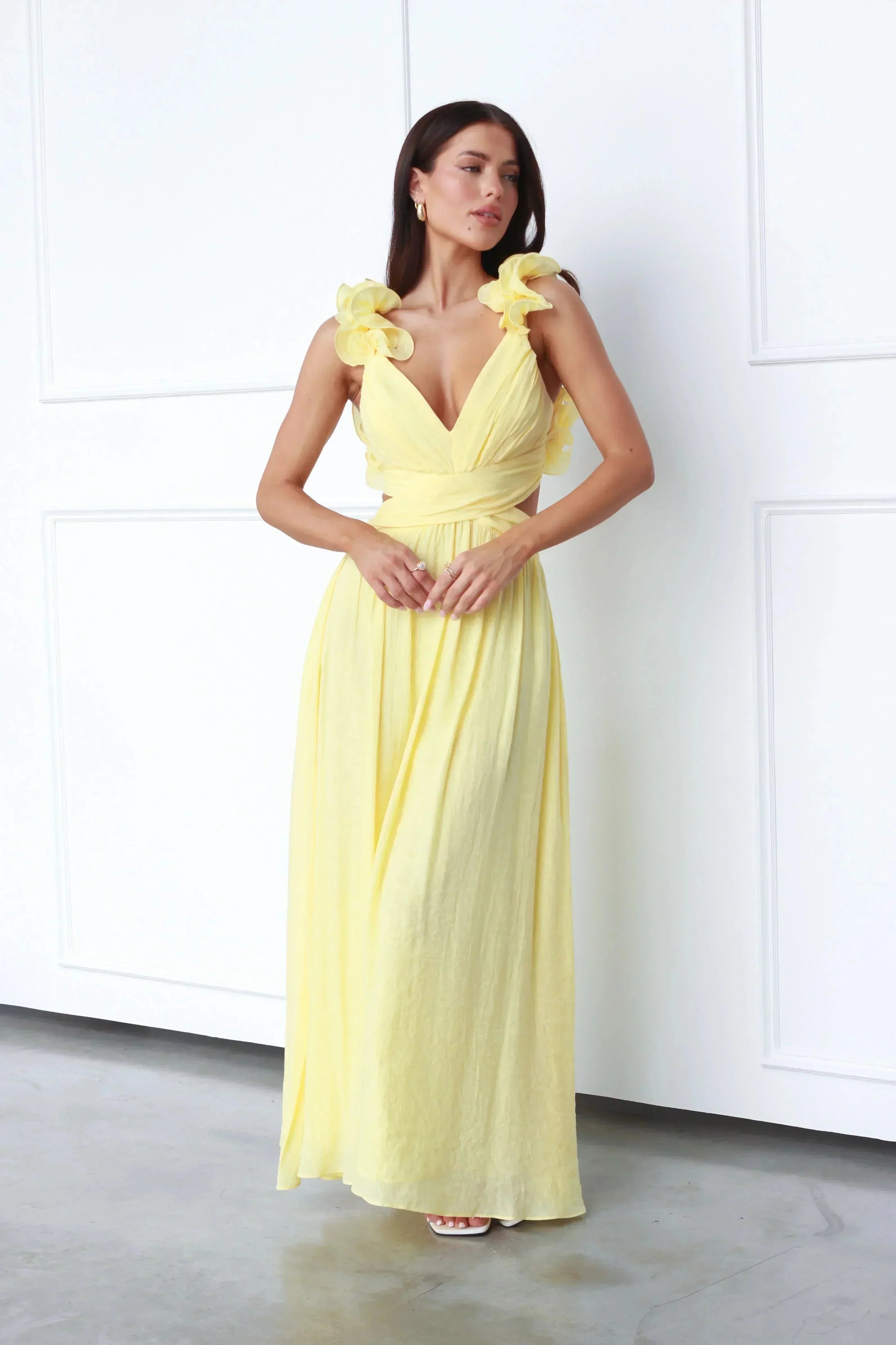 Reva | V-Neck Floral Shoulder Maxi Dress