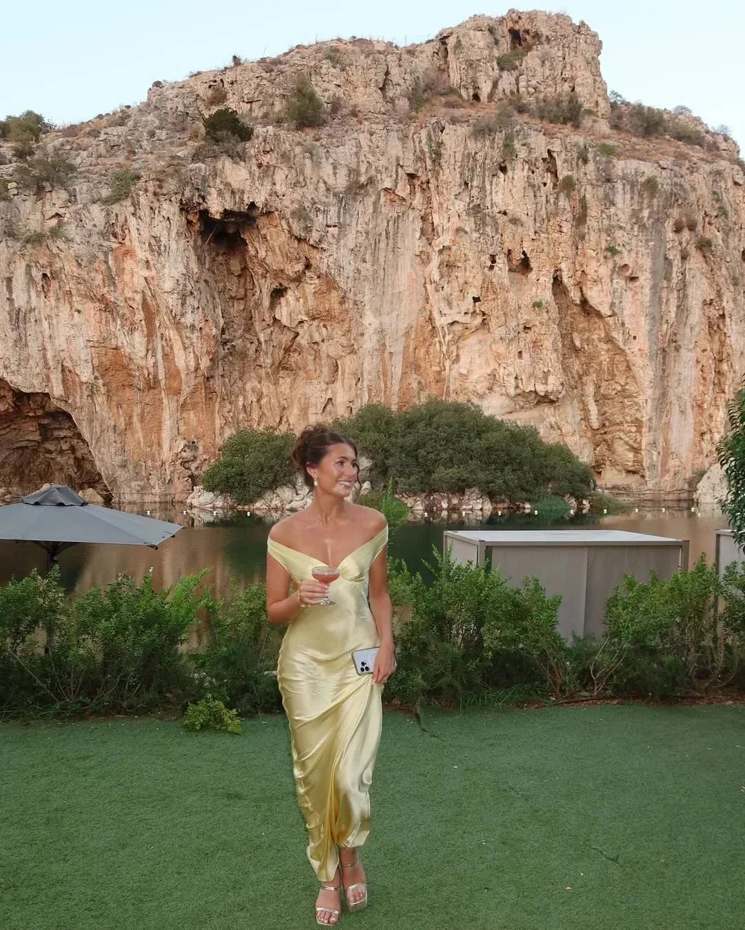 Ivy | Off-Shoulder Satin-Look Maxi Dress