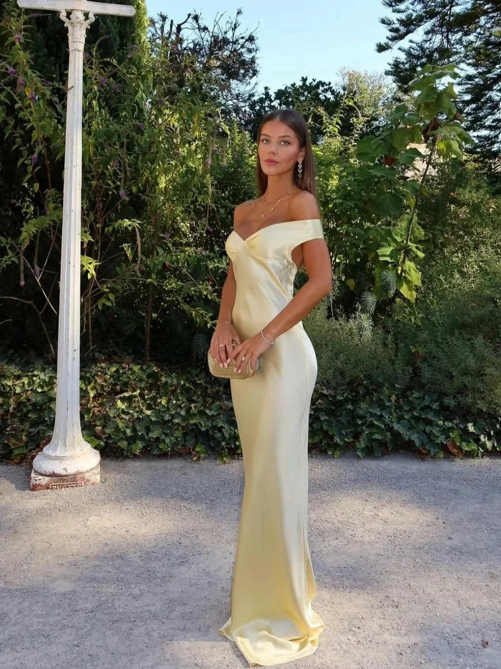 Ivy | Off-Shoulder Satin-Look Maxi Dress