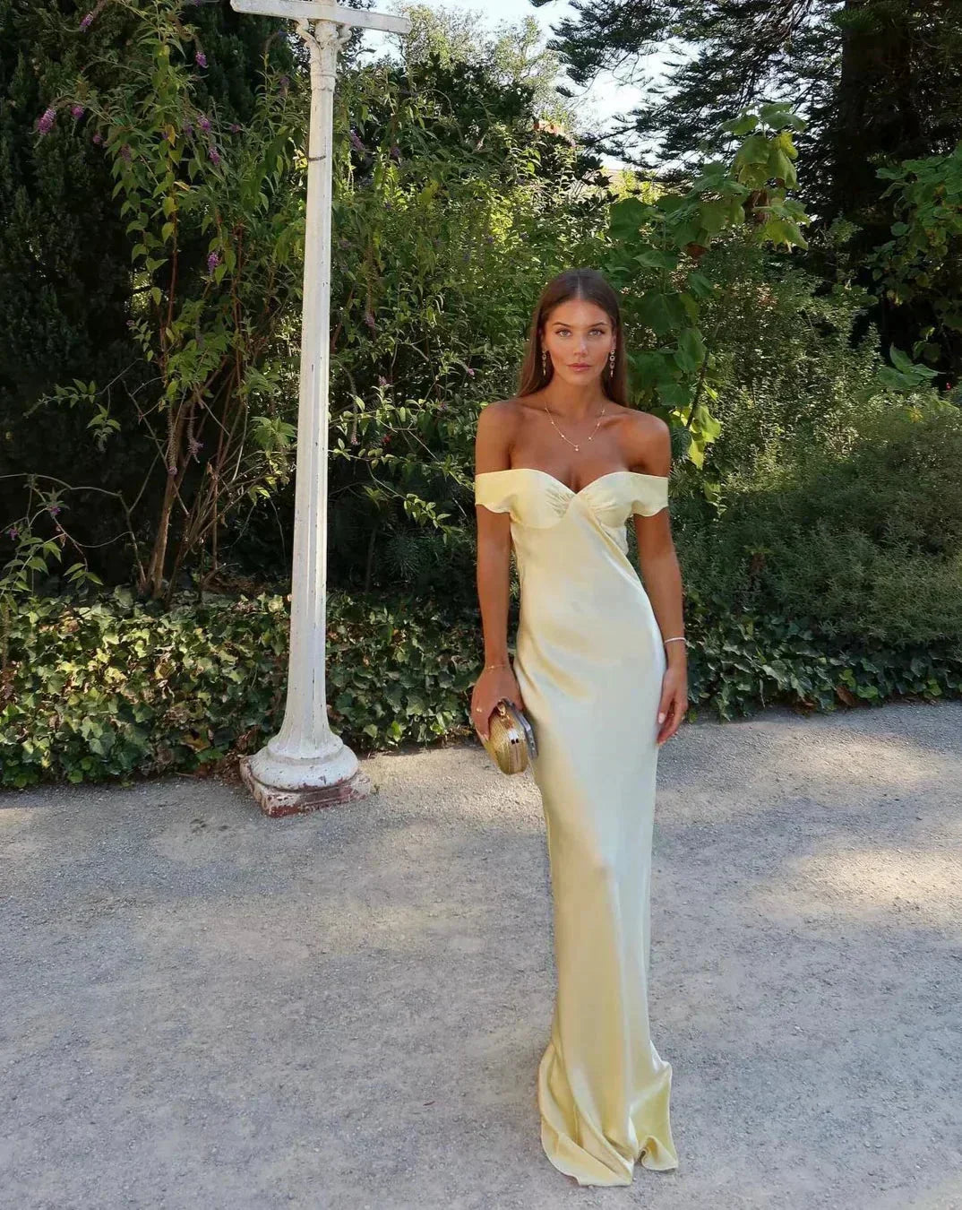 Ivy | Off-Shoulder Satin-Look Maxi Dress