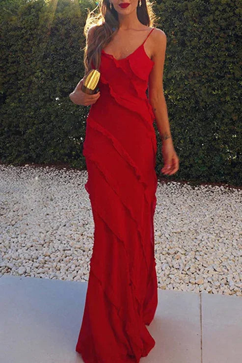 Coralie | Sleeveless Ruffle Side Slit Maxi Dress