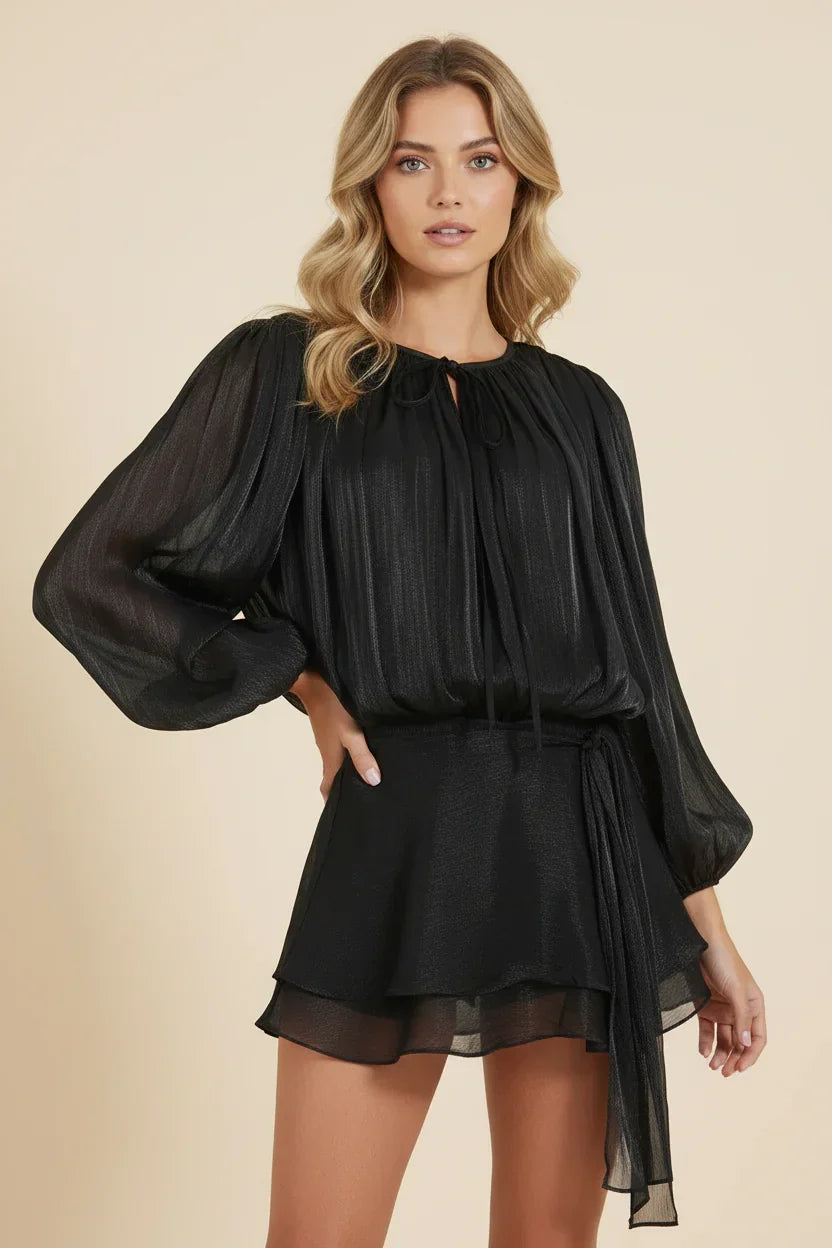 Florine | Balloon Sleeve Flowing Mini Dress