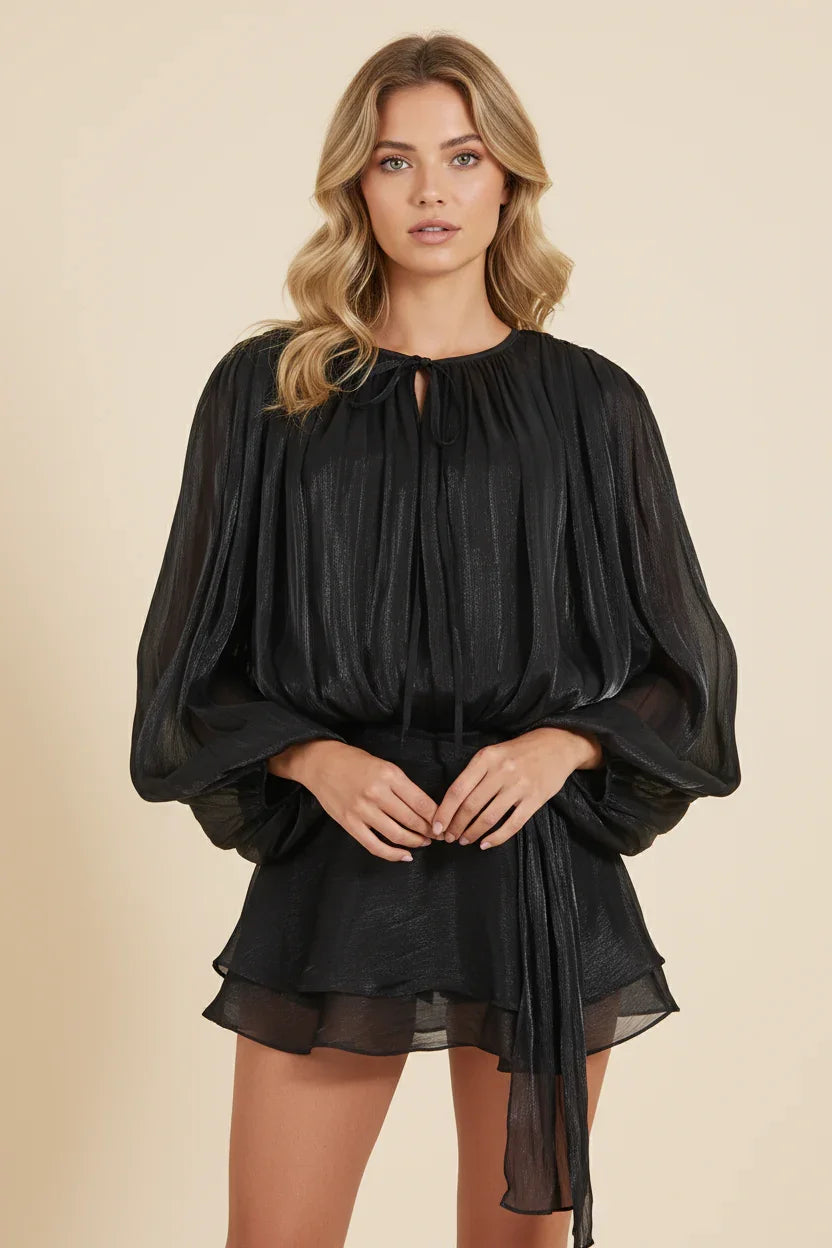 Florine | Balloon Sleeve Flowing Mini Dress