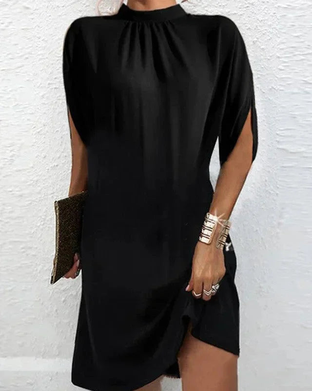 Selene | Batwing Sleeve Pleated Collar Mini Dress