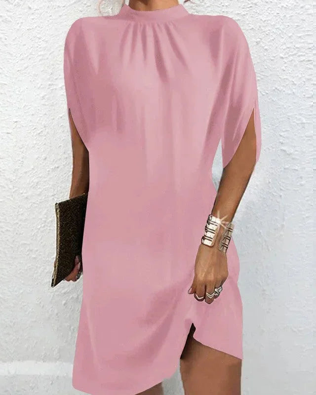 Selene | Batwing Sleeve Pleated Collar Mini Dress
