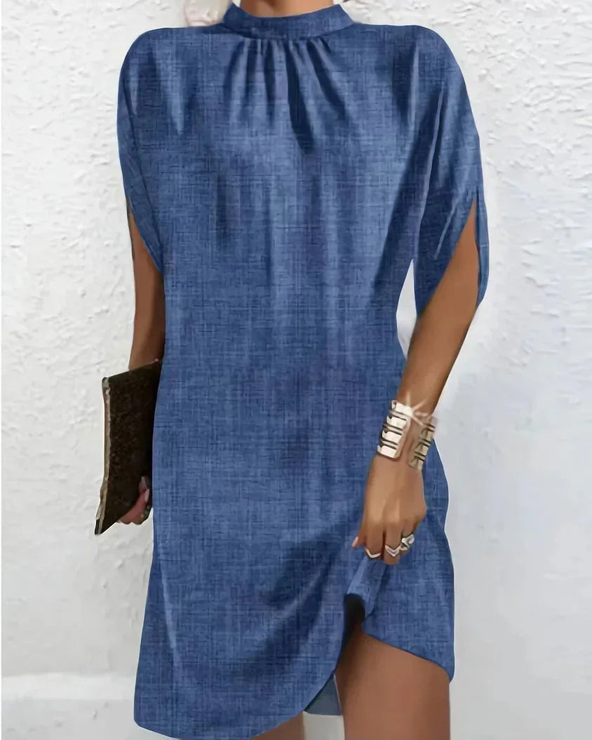 Selene | Batwing Sleeve Pleated Collar Mini Dress