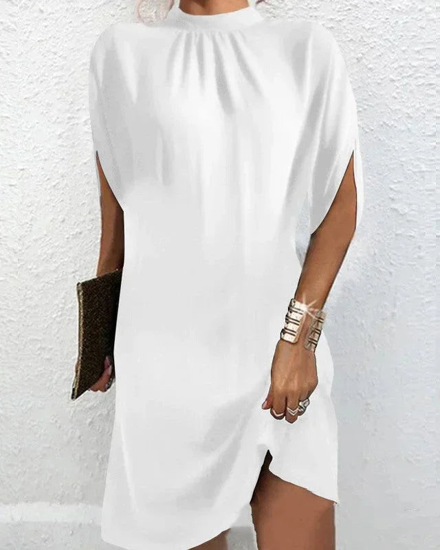 Selene | Batwing Sleeve Pleated Collar Mini Dress