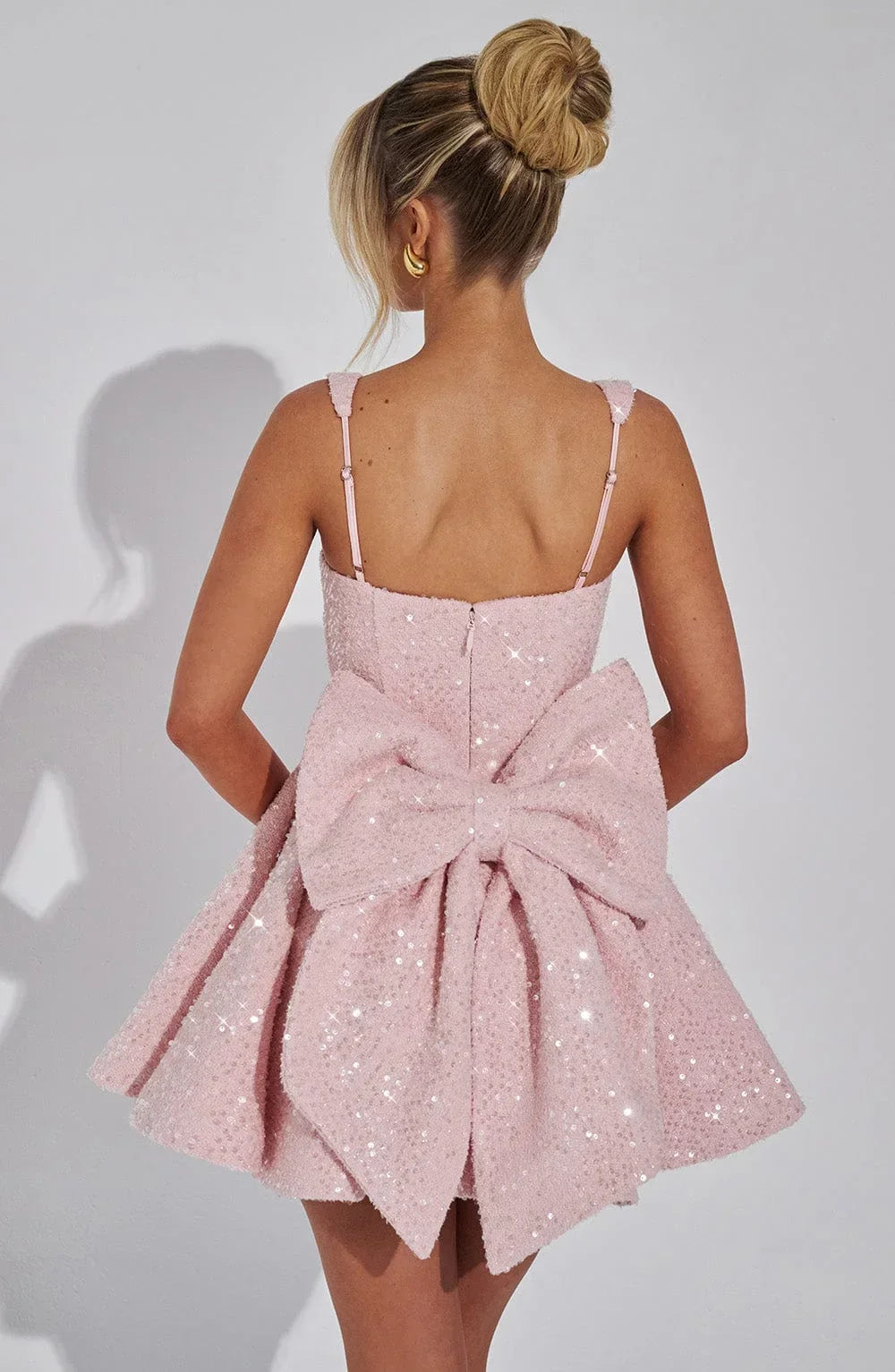 Elin | Glitter Bow Strap Mini Dress