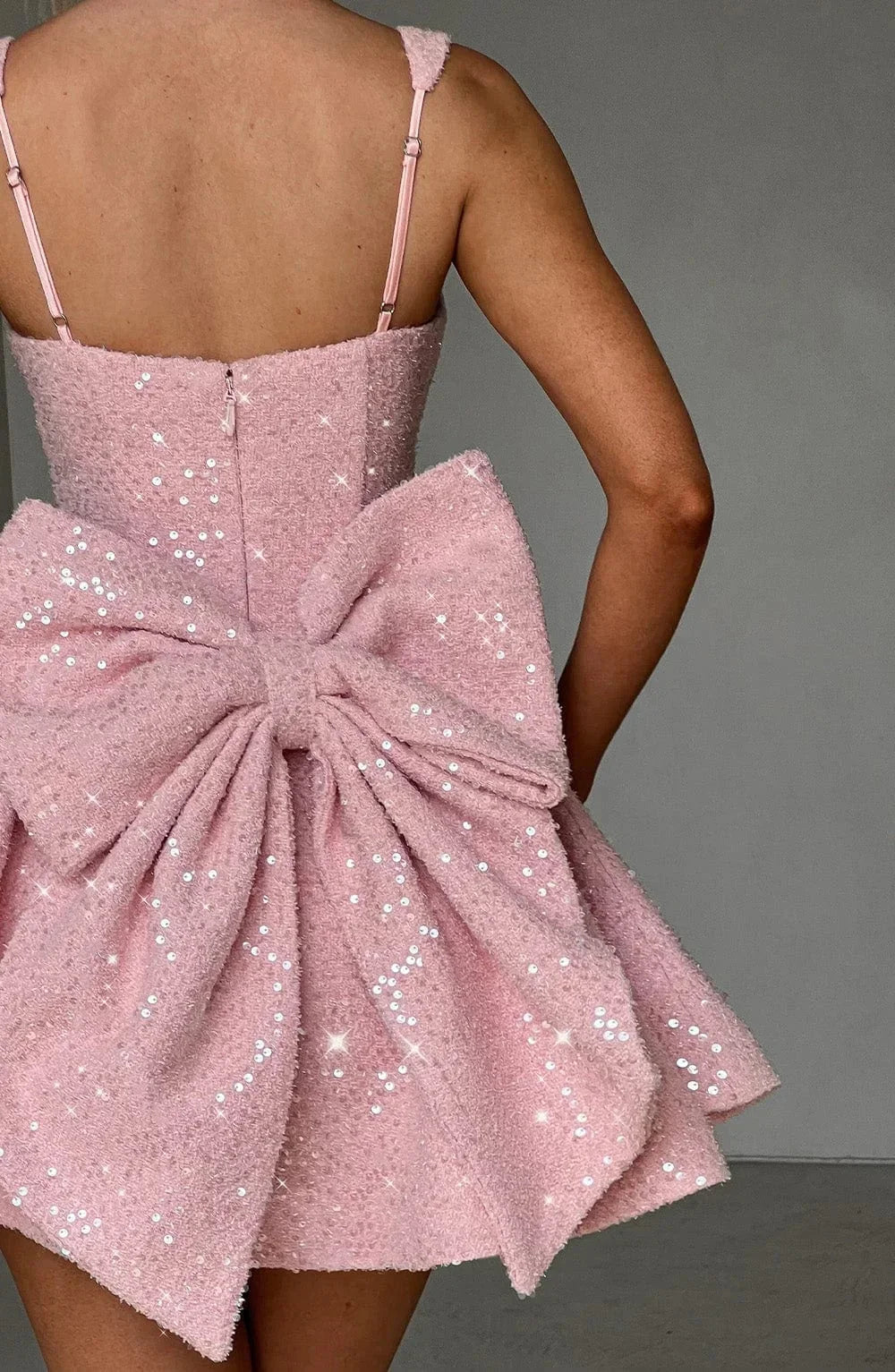 Elin | Glitter Bow Strap Mini Dress
