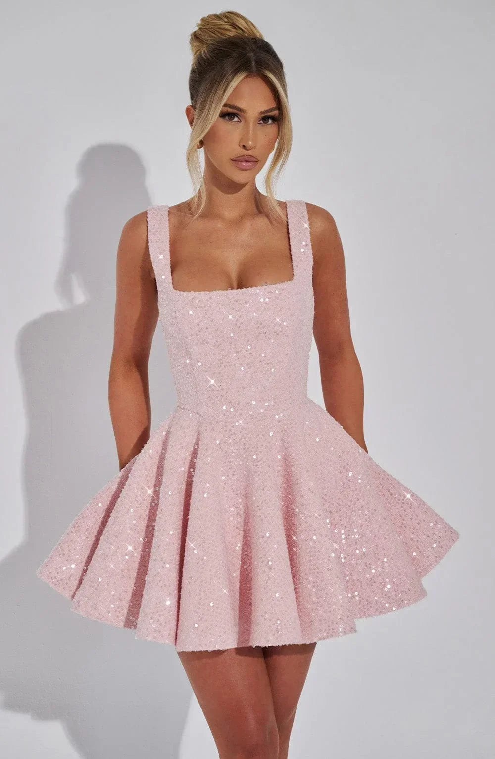 Elin | Glitter Bow Strap Mini Dress