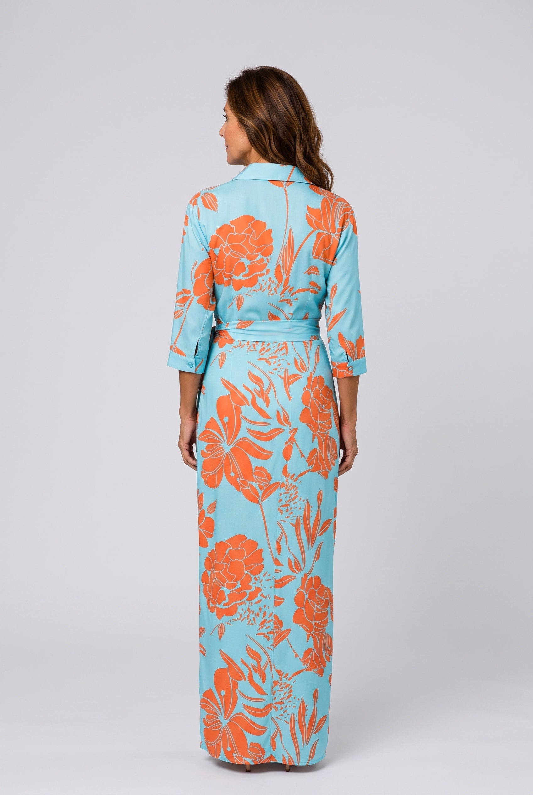 Amara | Leaf Print V-Neck Wrap Maxi Dress