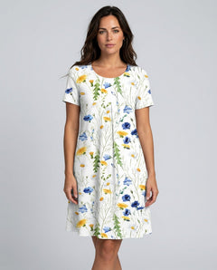 Beatrix | Pleated Floral Short Sleeve Midi Dress