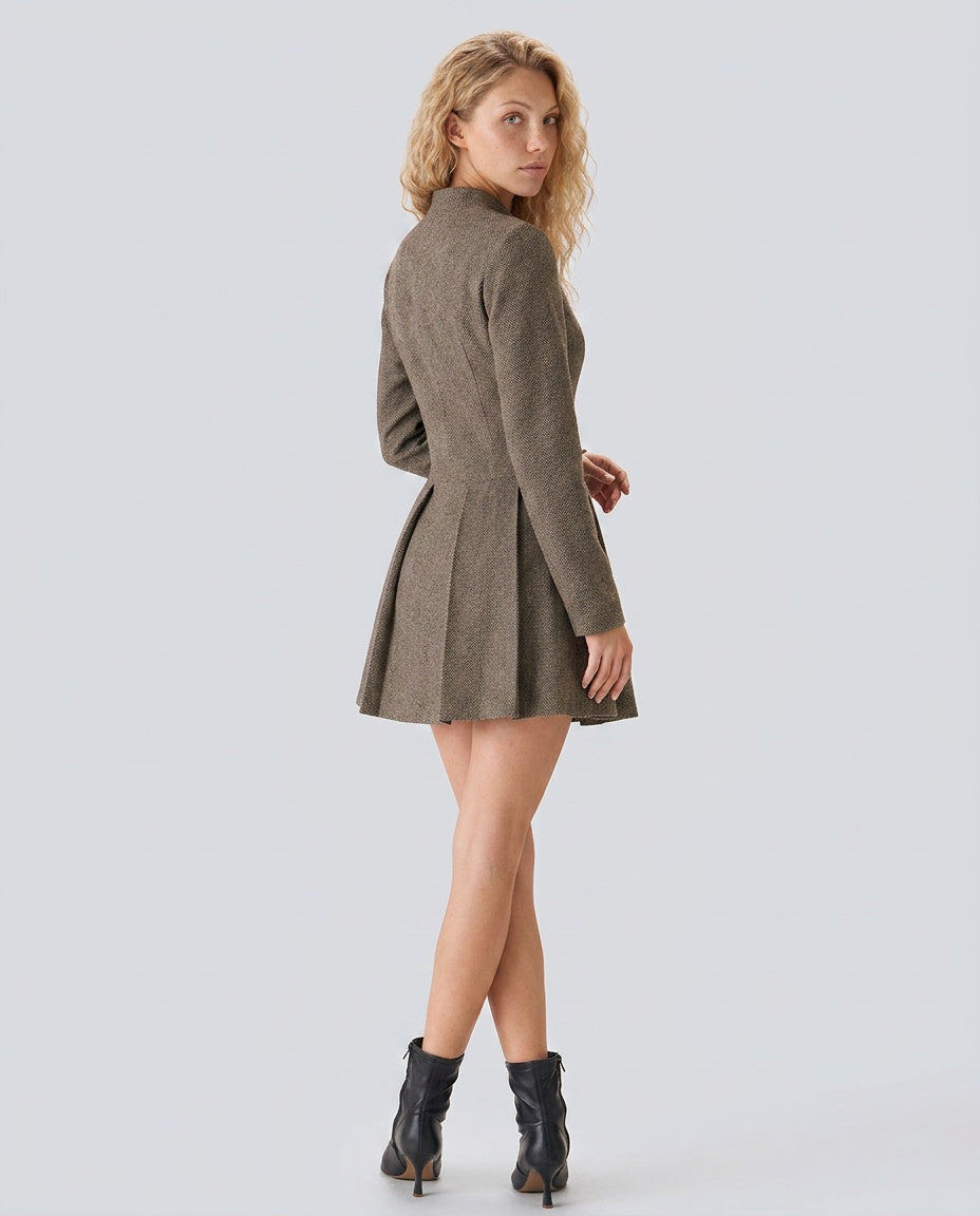Camille | Button-Front Pleated Mini Dress