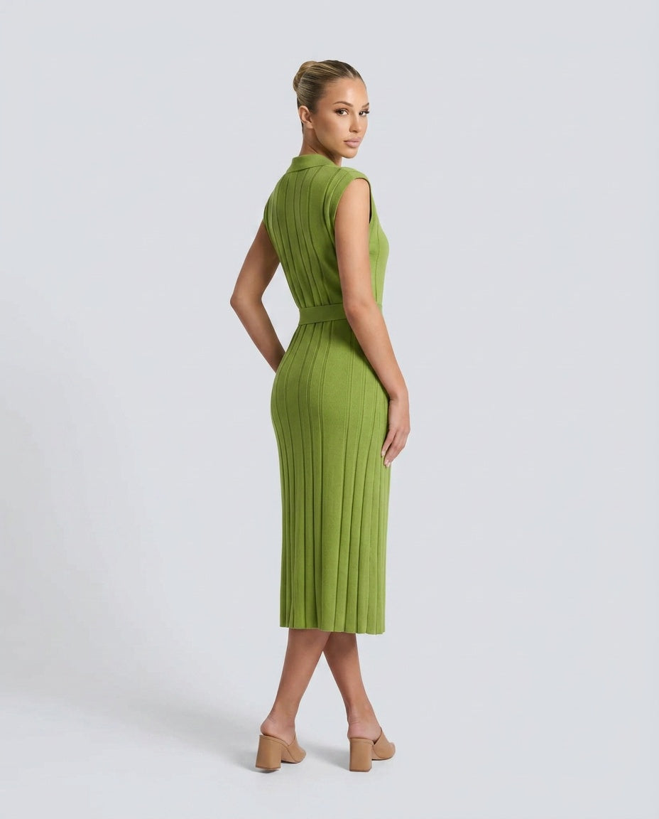 Etta | Pleated Belted Wedding Guest Midi Dress