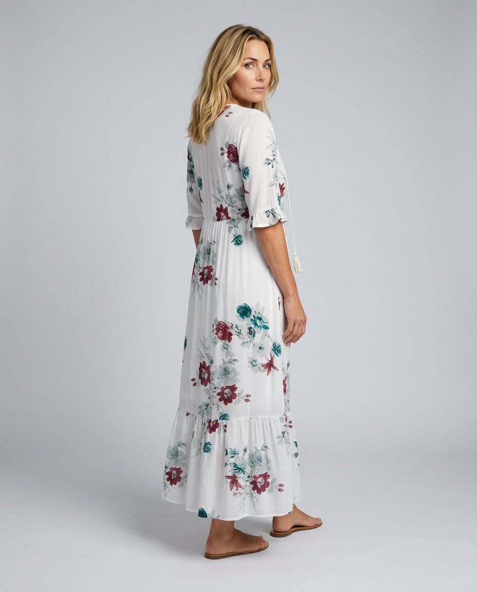 Noor | Floral Print V-Neck Maxi Dress