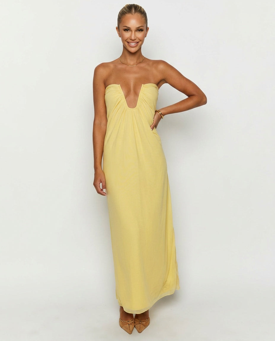 Braelyn | Strapless Ruched Maxi Dress