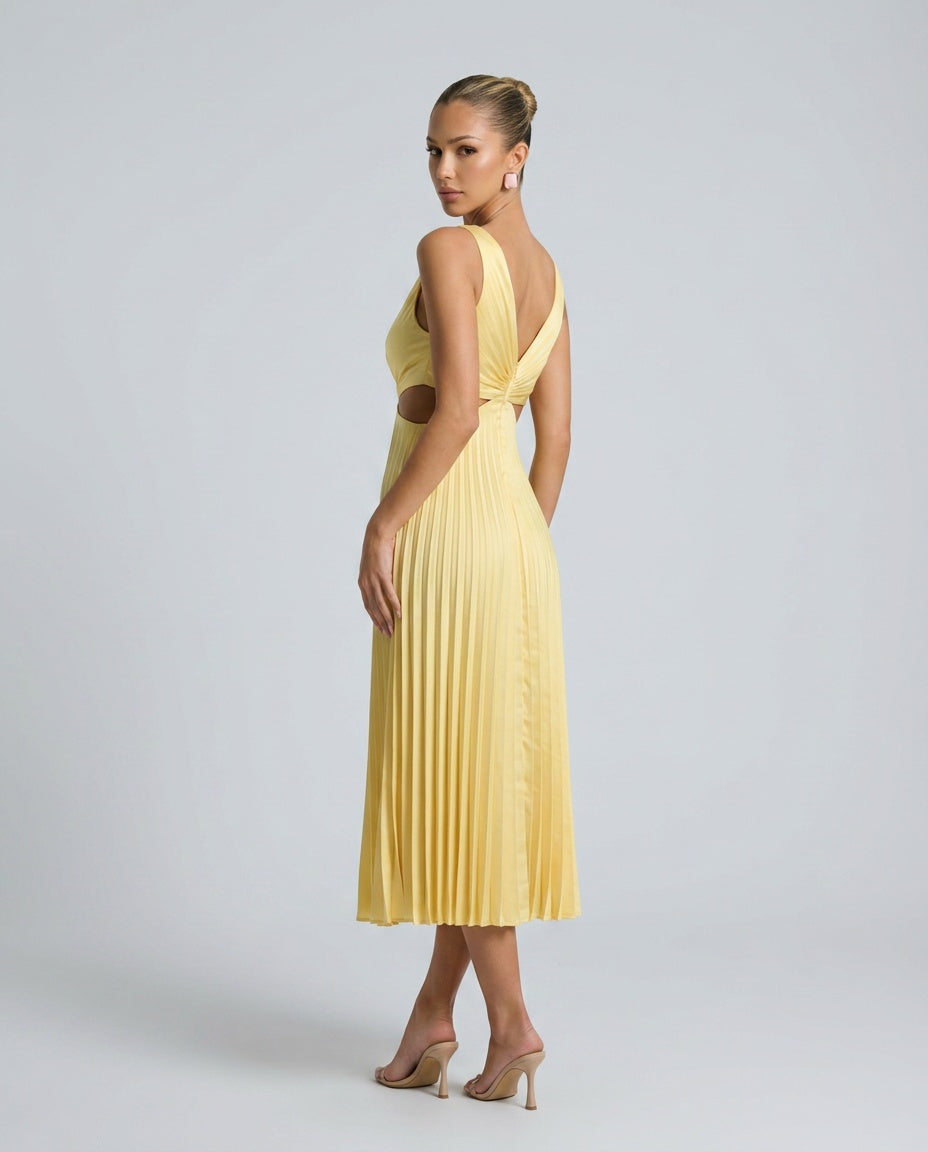 Odalys | Pleated Cutout Midi Dress