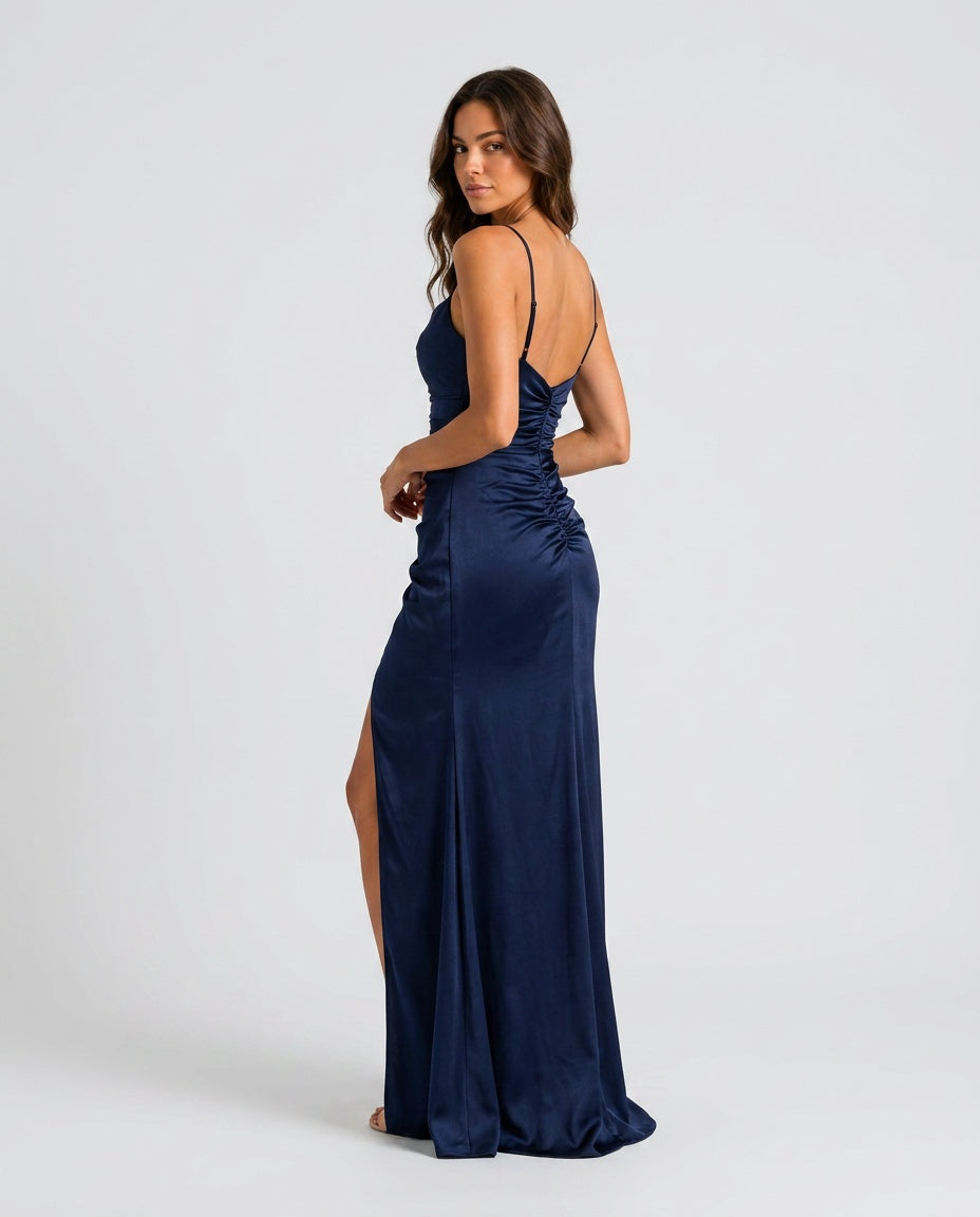 Estrella | Draped Satin-Look Maxi Dress