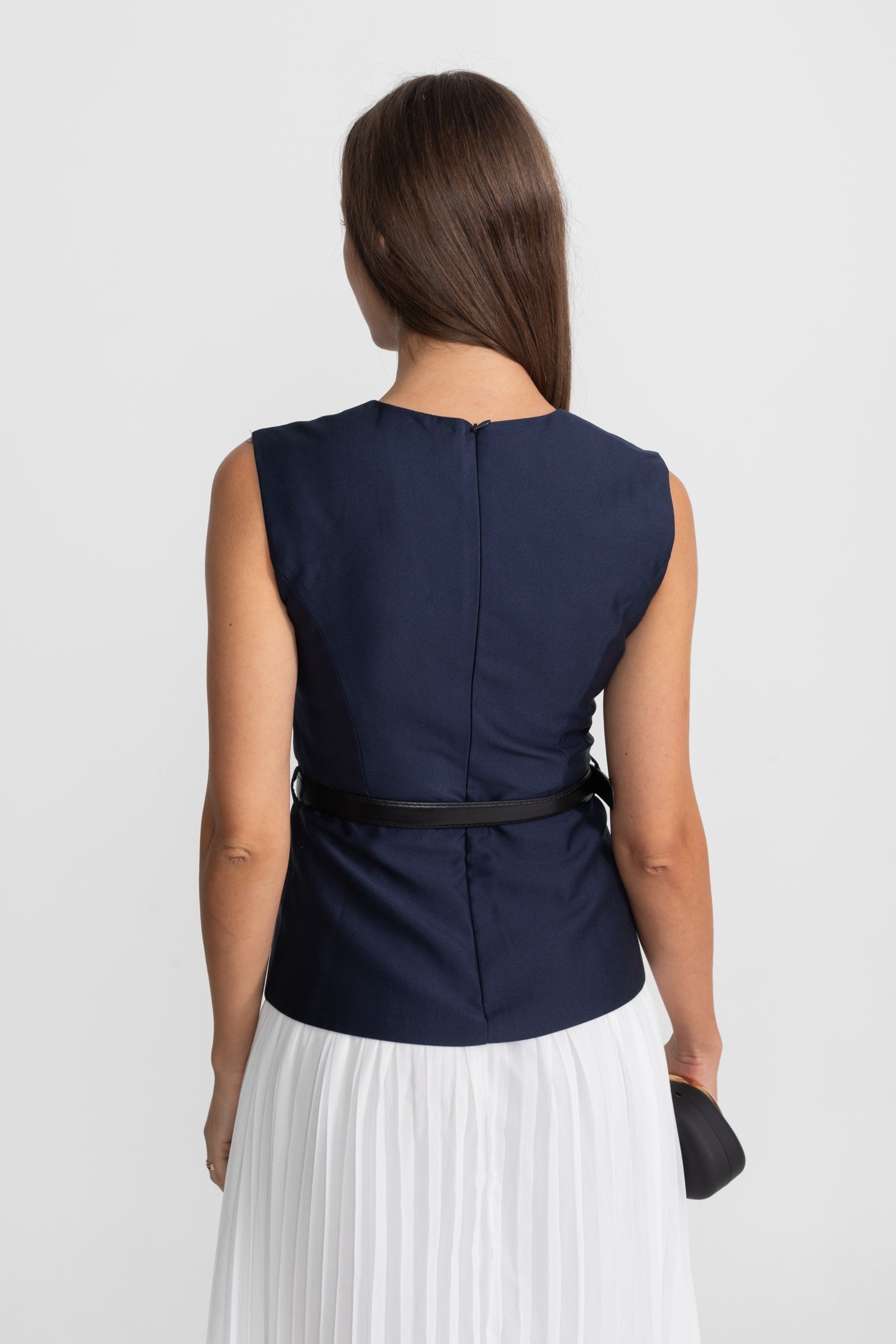 Rosa | Belted Contrast Sleeveless Midi Dress