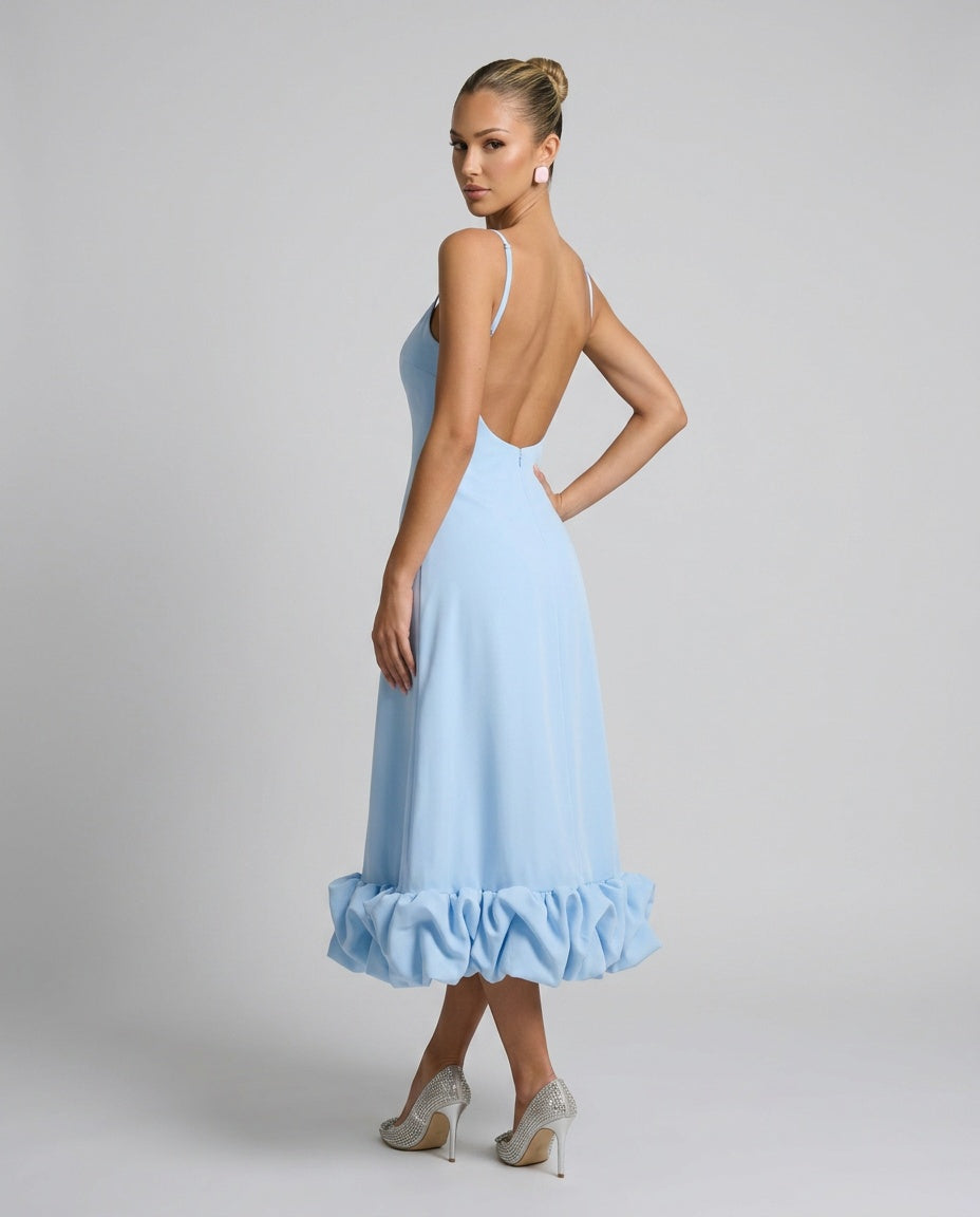 Liv | Spaghetti Strap Ruffle Midi Dress