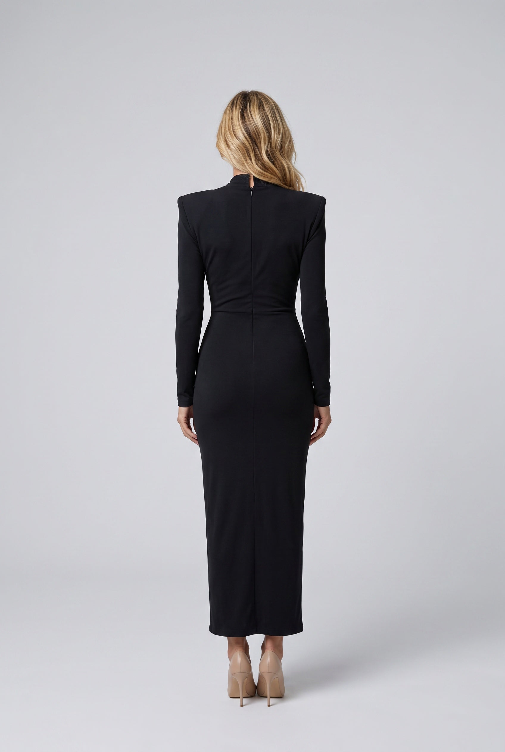 Corinna | Long Sleeve Front Knot Midi Dress