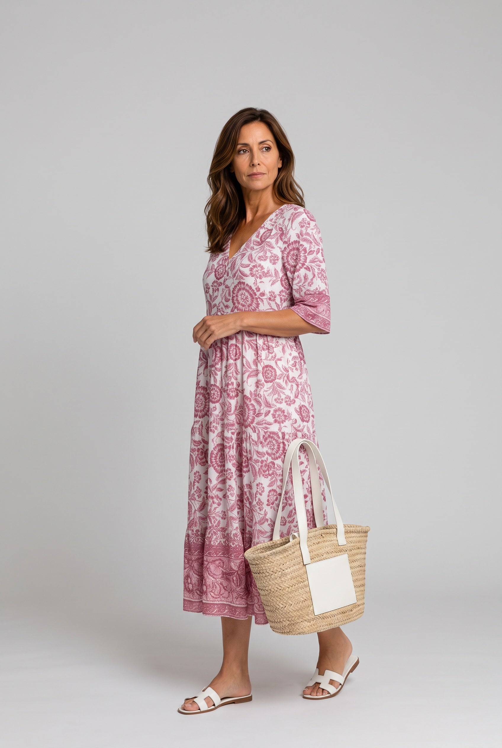 Soraya | Tiered Block Print Boho Midi Dress