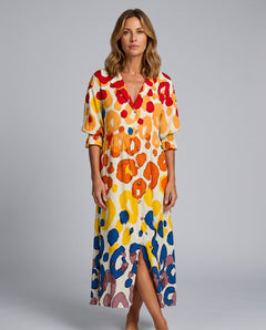 Anouk | Floral V-Neck Short Sleeve Maxi Dress