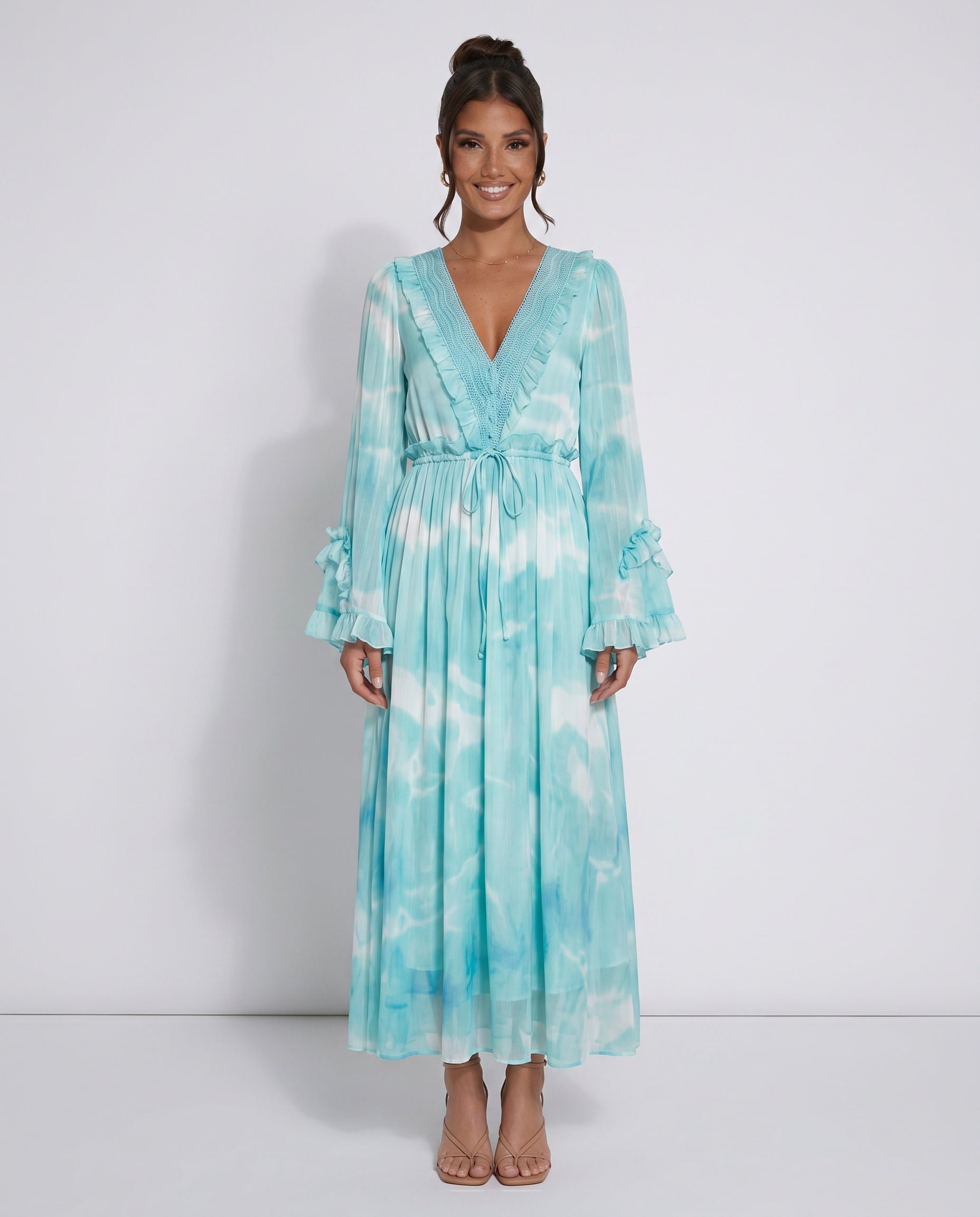Selene | Tie Dye Satin-Look Maxi Dress