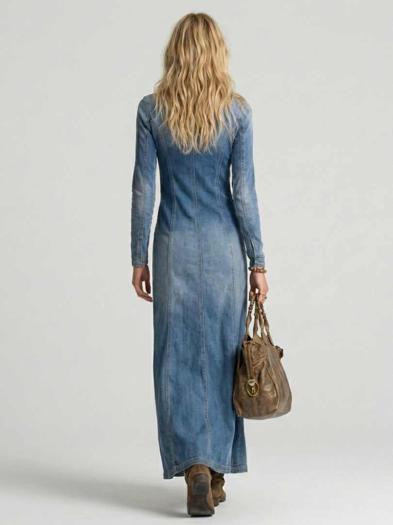 Opal | Button-Front Denim Maxi Dress