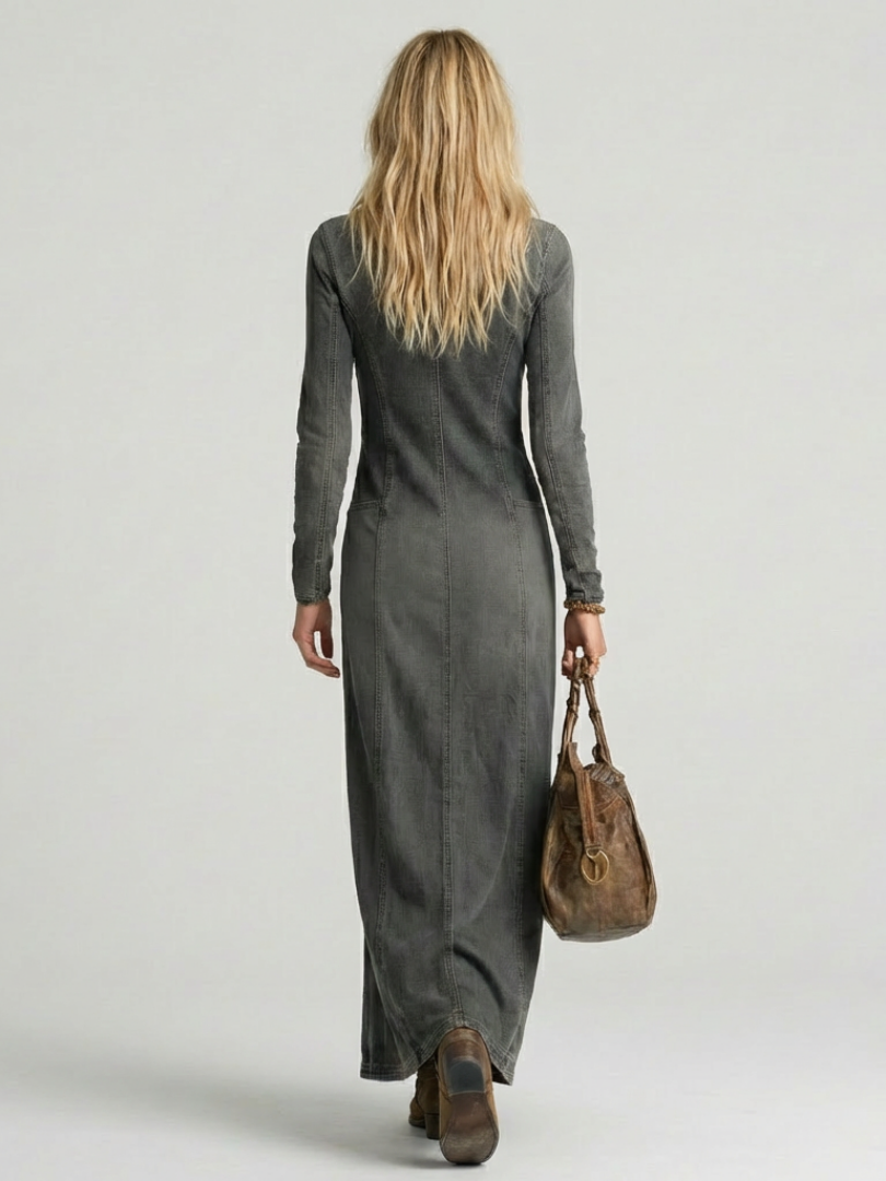 Opal | Button-Front Denim Maxi Dress