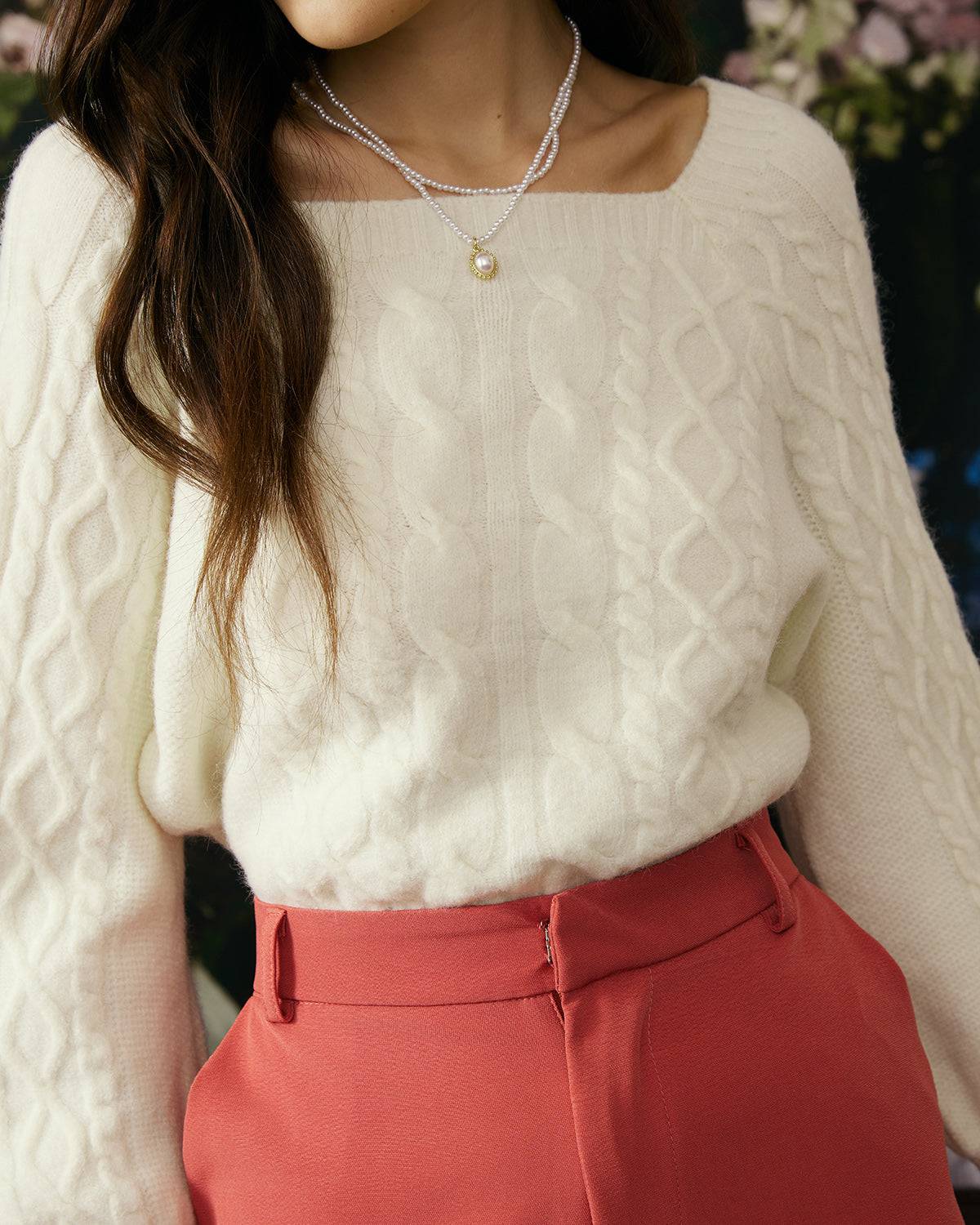 Rowena | Cable Knit Crew Neck Sweater