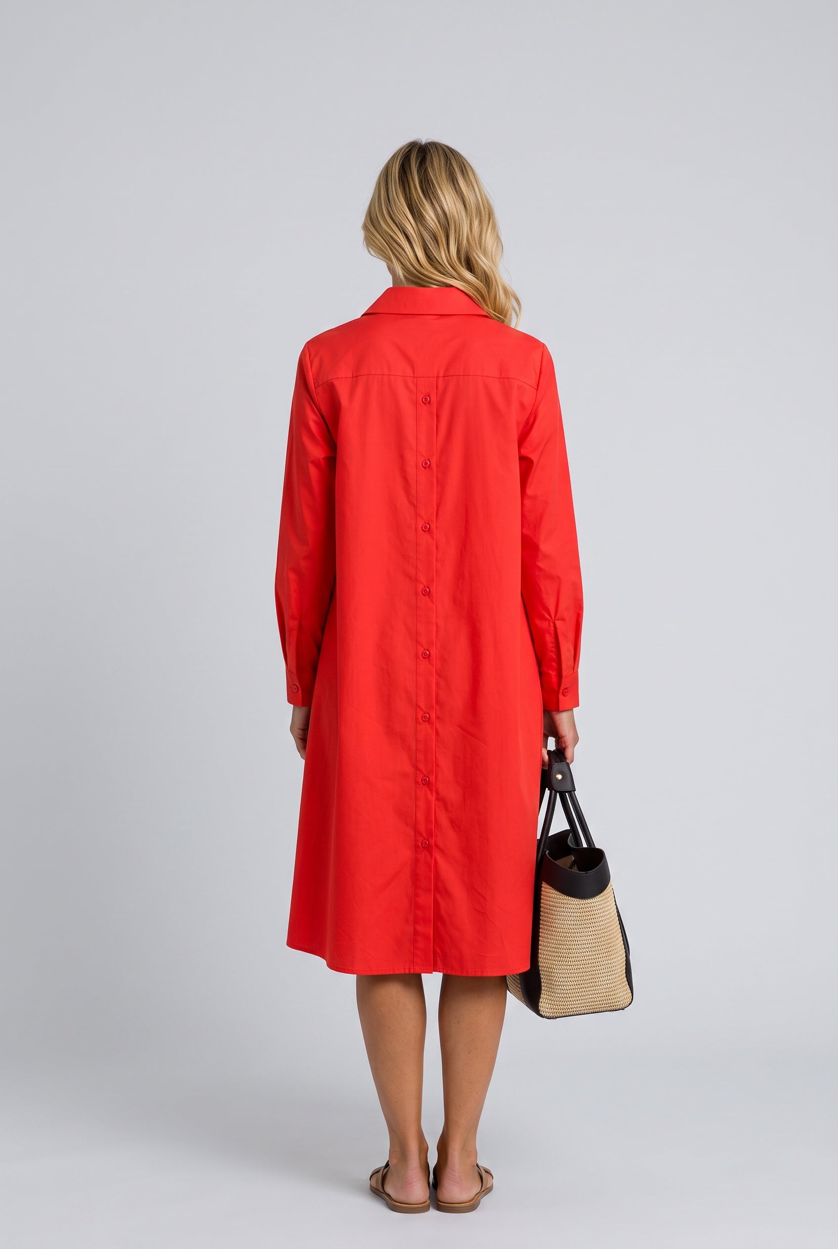 Bianca | Collared Long Sleeve Polo Midi Dress