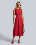 Priya | Round Neck Cut-Out Midi Dress