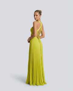 Liv | Pleated Satin-Look Maxi Dress