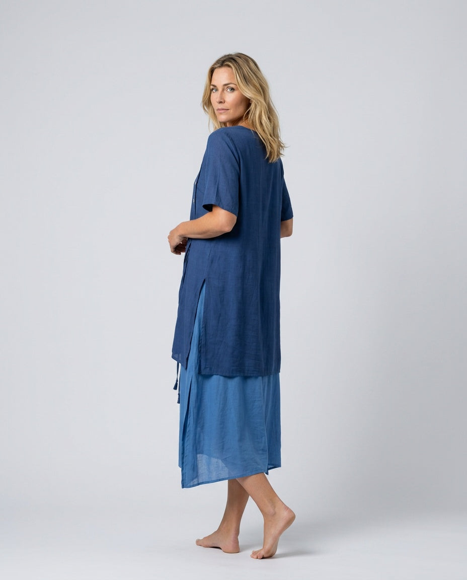 Micaela | Asymmetric Short Sleeve Two-Piece Set